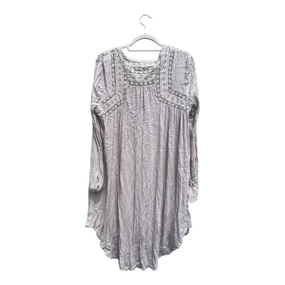 FREE PEOPLE Courtney Victorian Shirt Dress Eyelet Lace High Low Boho, Small - Picture 10 of 11